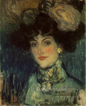  Plumas Pintura Art%c3%adstica - Femme au chapeau a plumes 1901 Cubismo